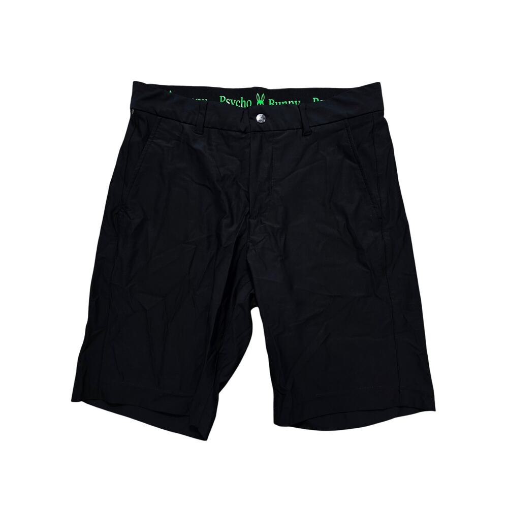 Psycho Bunny Mens 9" Zipper Front Stretch Shorts Black Size 30
